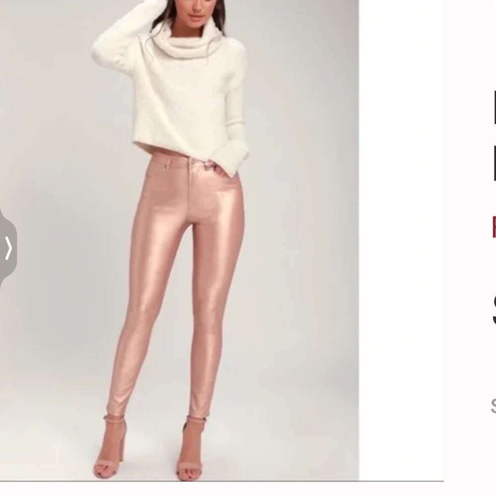New! Rare Free People rose metallic skinnies